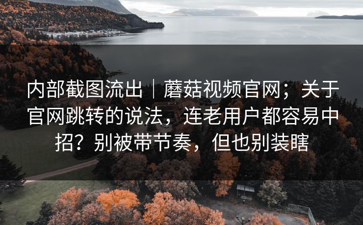 内部截图流出|蘑菇视频官网;关于官网跳转的说法,连老用户都容易中招?别被带节奏,但也别装瞎 内部截图流出|蘑菇视频官网;关于官网跳转的说法,连老用户都容易中招?别被带节奏,但也别装瞎