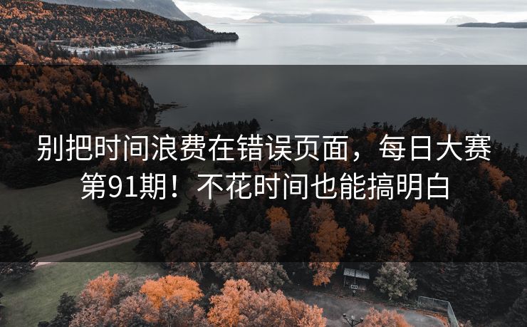 别把时间浪费在错误页面，每日大赛第91期！不花时间也能搞明白